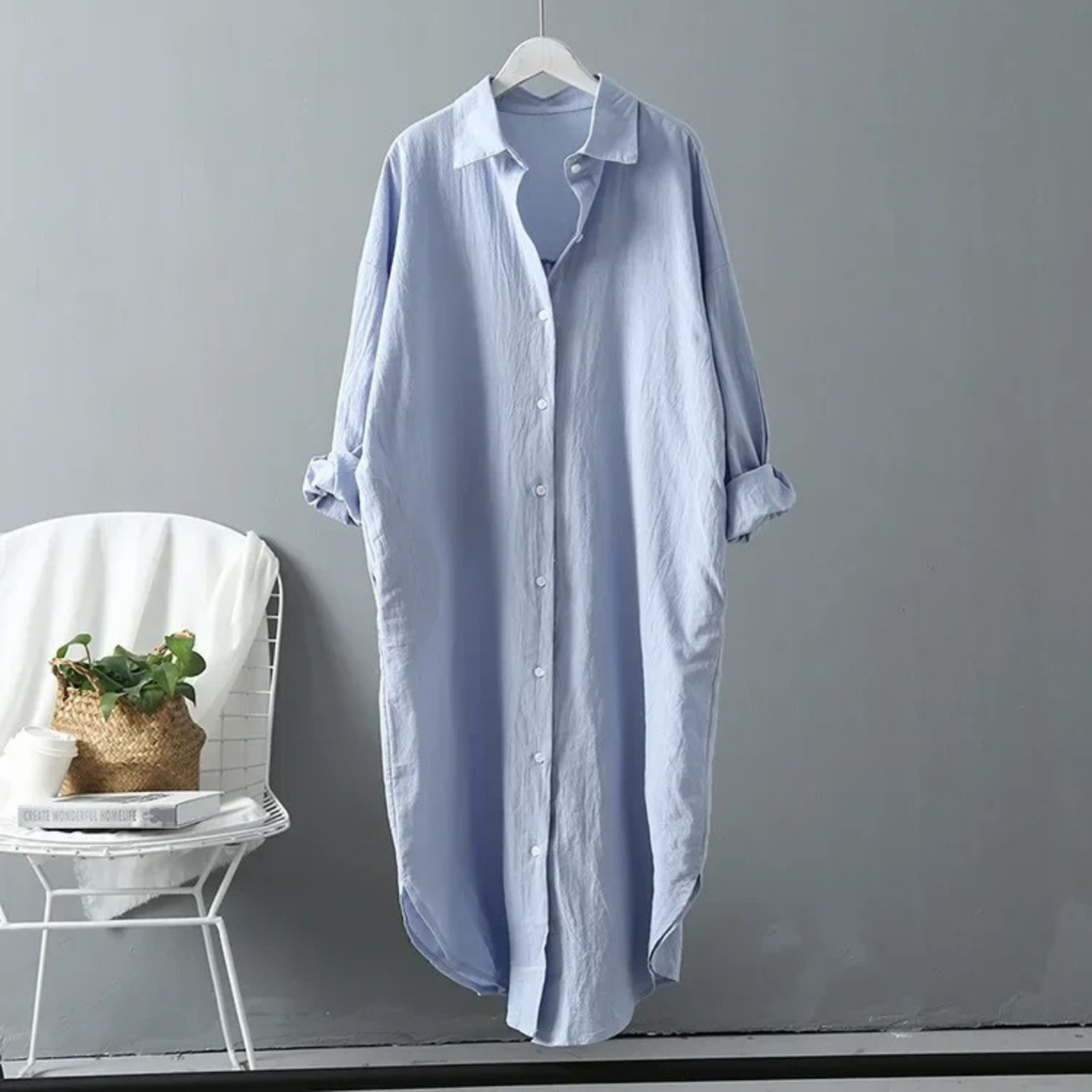 Button-Up Women's Jacket with Relaxed Fit and Long Length - Image 6