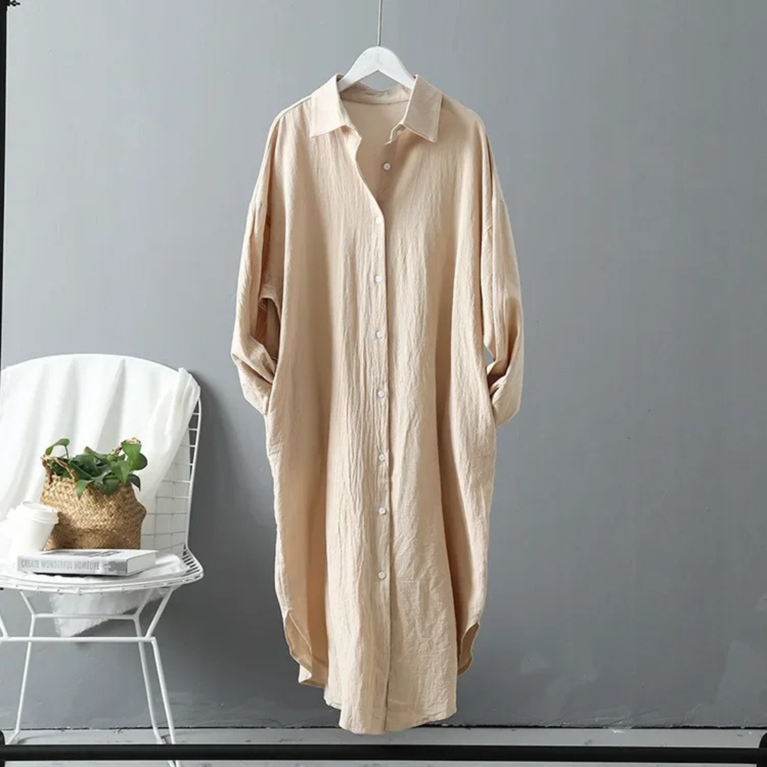 Button-Up Women's Jacket with Relaxed Fit and Long Length - Image 7