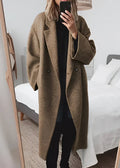 Oversize-Mantel Damen mit strukturiertem Look und breitem Revers | J&B - 5 - Jasminaboutique.com