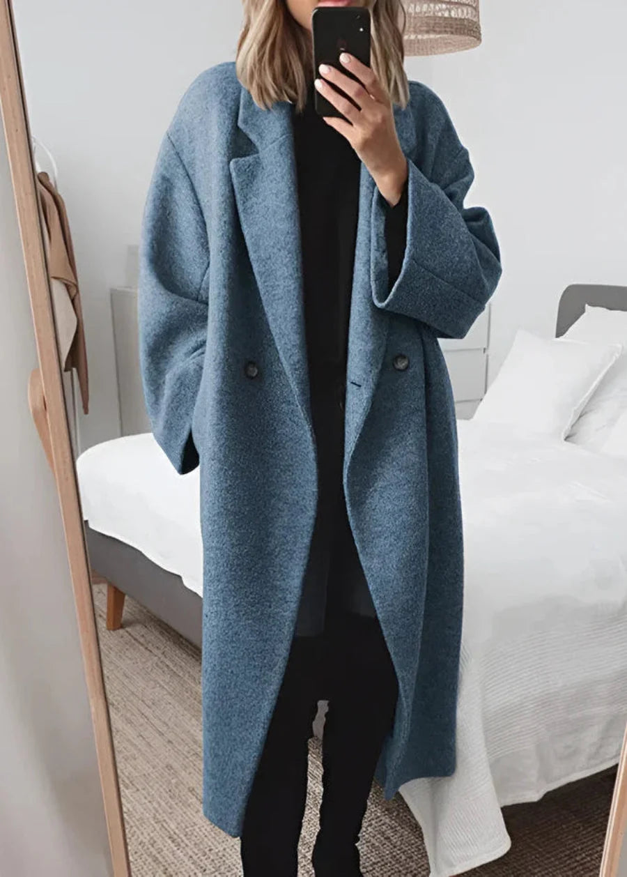 Oversize-Mantel Damen mit strukturiertem Look und breitem Revers | J&B - 8 - Jasminaboutique.com