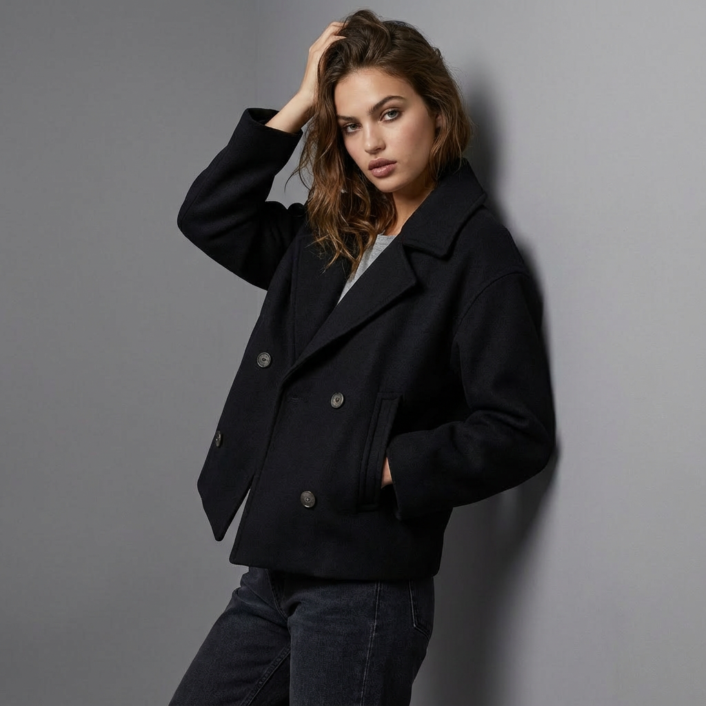 Double-Breasted Women's Jacket with Cropped Fit - Image 4