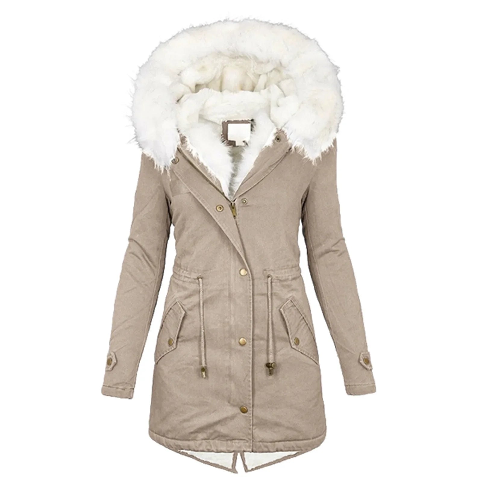 Parka Women's Longline Jacket with Faux Fur Hood - Image 12