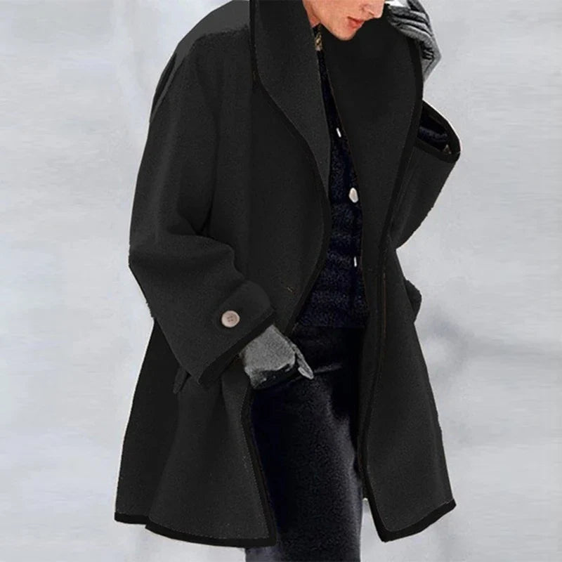 Coat Women's Oversized Cut with Stylish Contrast Trim - Image 3