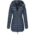 Puffer Jacket Women's Longline with Hood and Zip Closure - Image 2