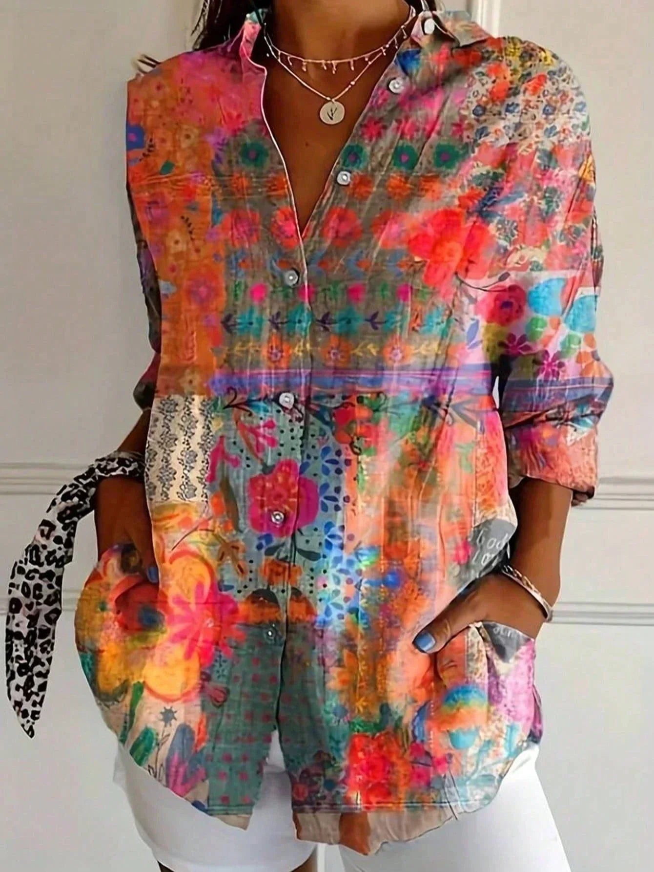 Daniela – Floral Button Front Blouse - Image 2