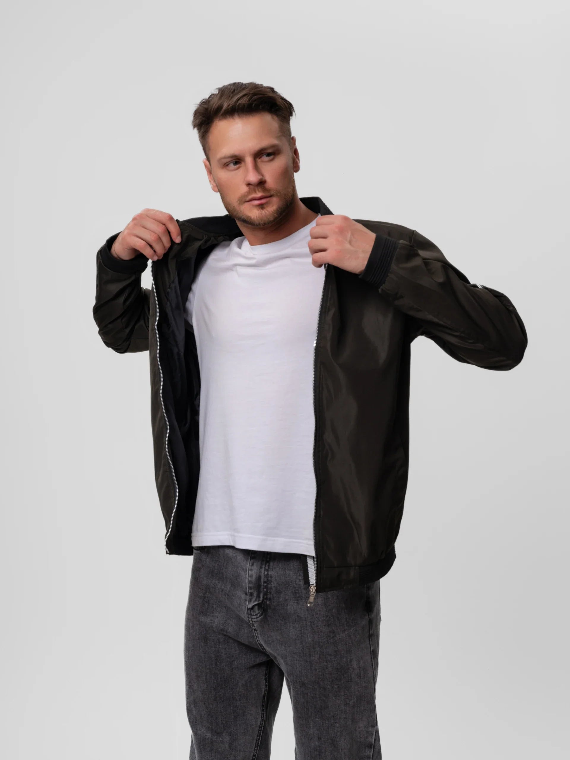 Bomber Jacket Men's Slim Fit with Zip Closure - Image 9