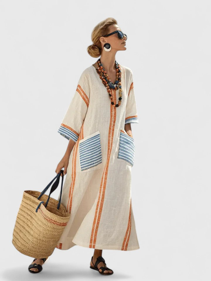 Karina – Women V-Neck Kaftan Maxi Dress - Image 2