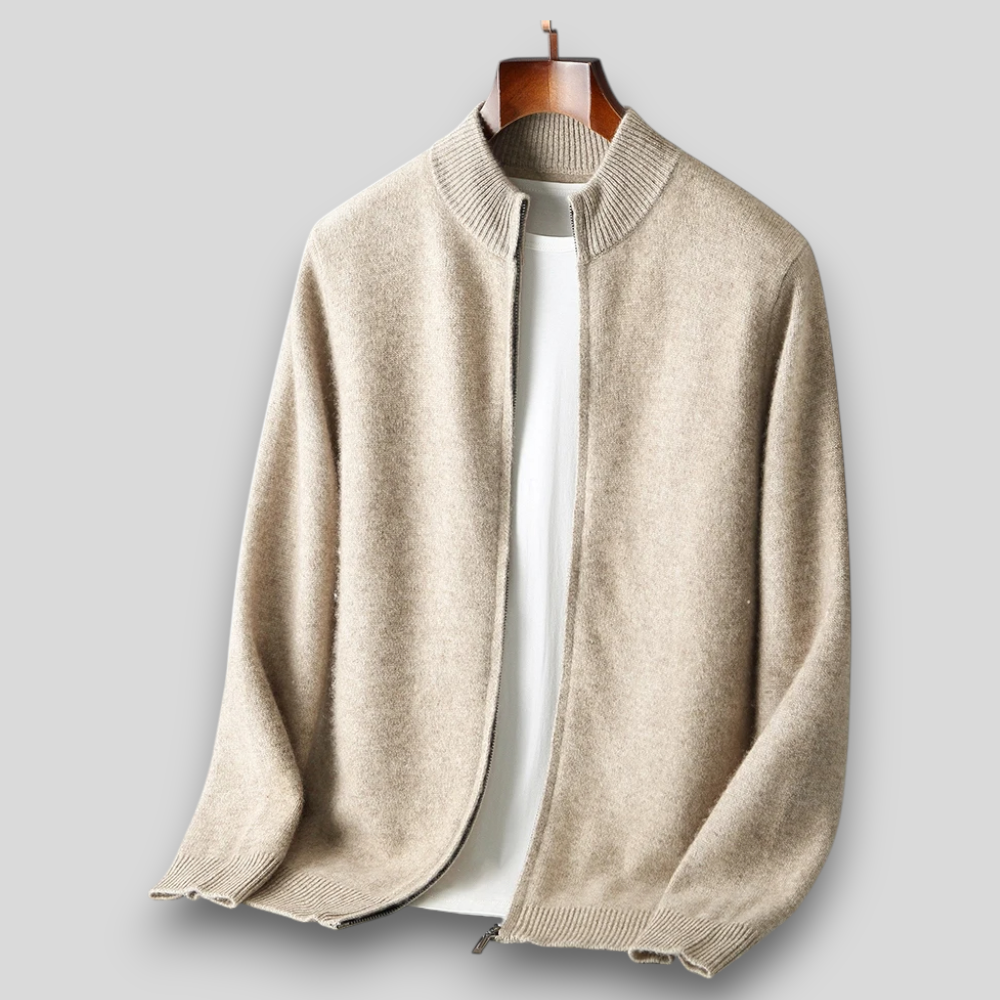 Bomber Jacket Men's Soft Texture Zip Front - Image 1