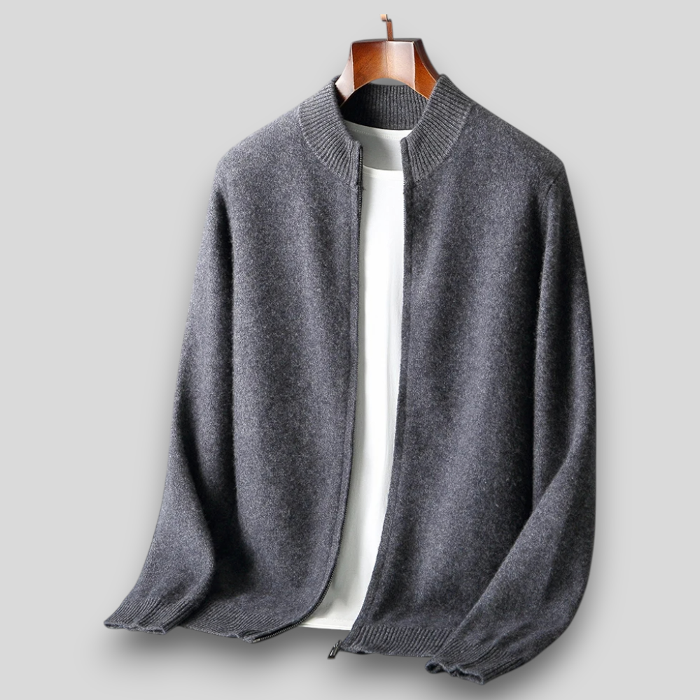 Bomber Jacket Men's Soft Texture Zip Front - Image 2