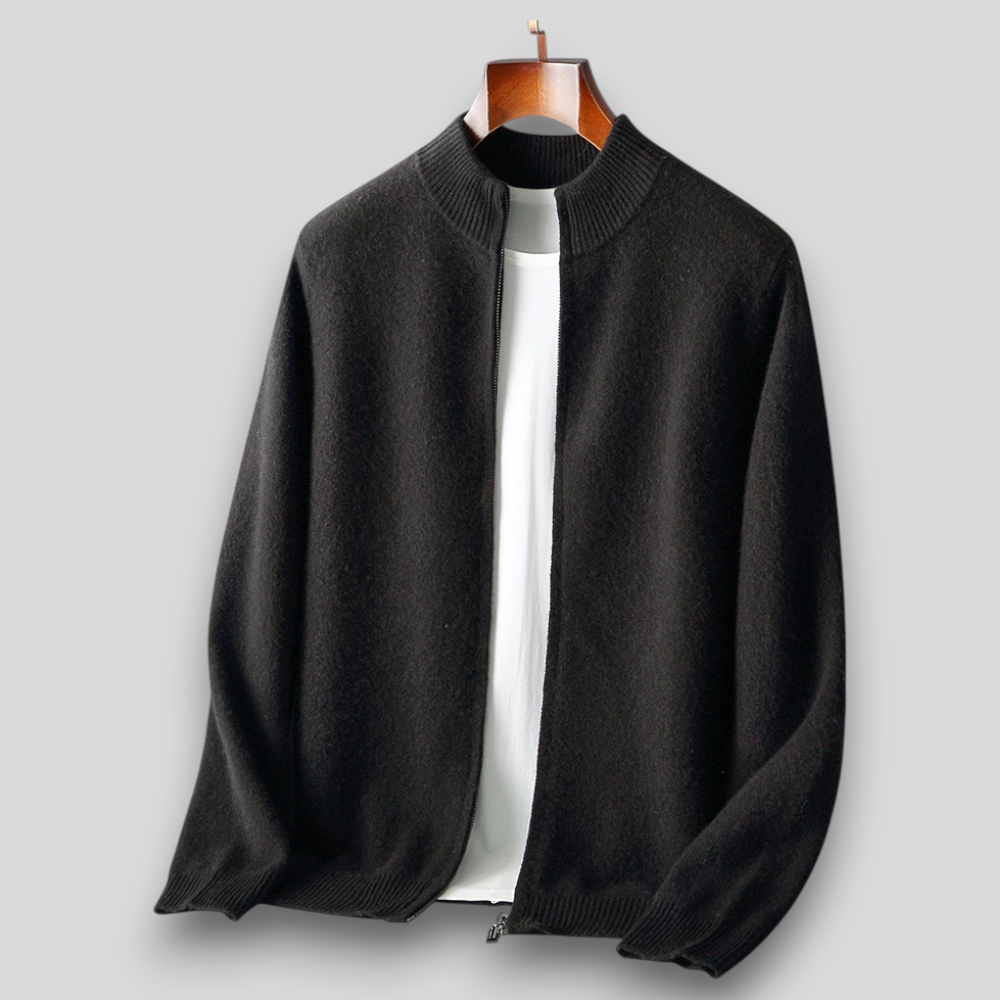 Bomber Jacket Men's Soft Texture Zip Front - Image 3