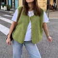 Faux Fur Vest Women's Soft Texture with Button Closure - Image 1