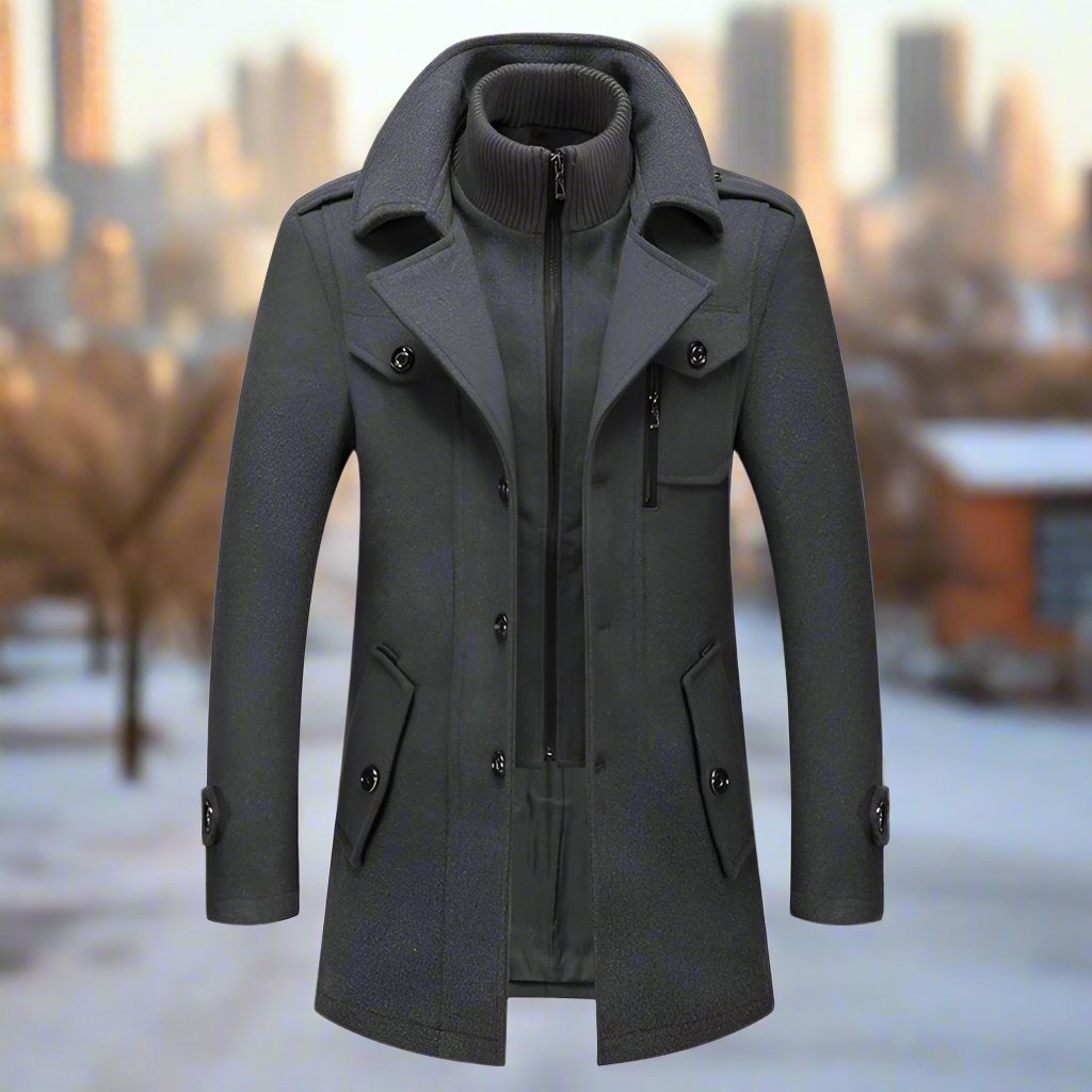 Men's Utility Jacket with Structured Fit and Zip Closure - Image 1