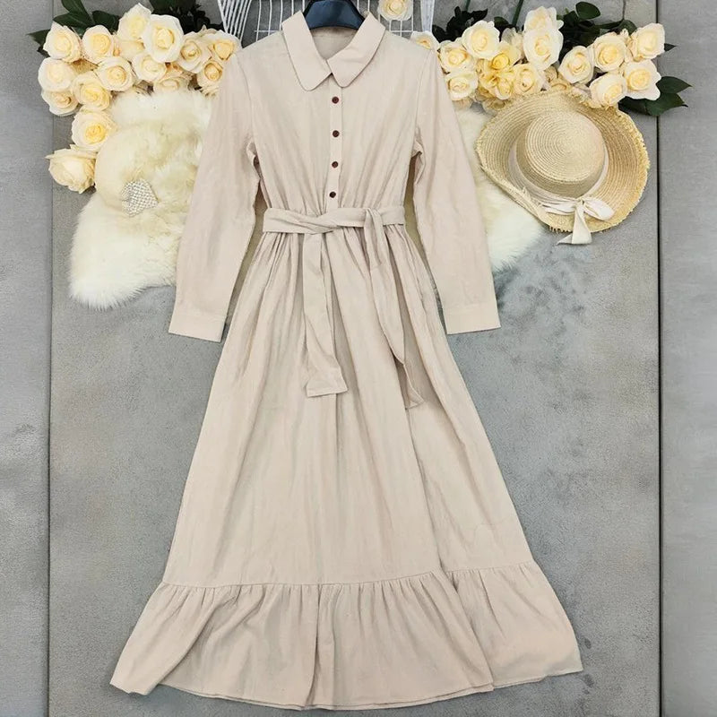 Lieselotte – Elegant Chic Buttons and Tie Waist Dress - Image 5