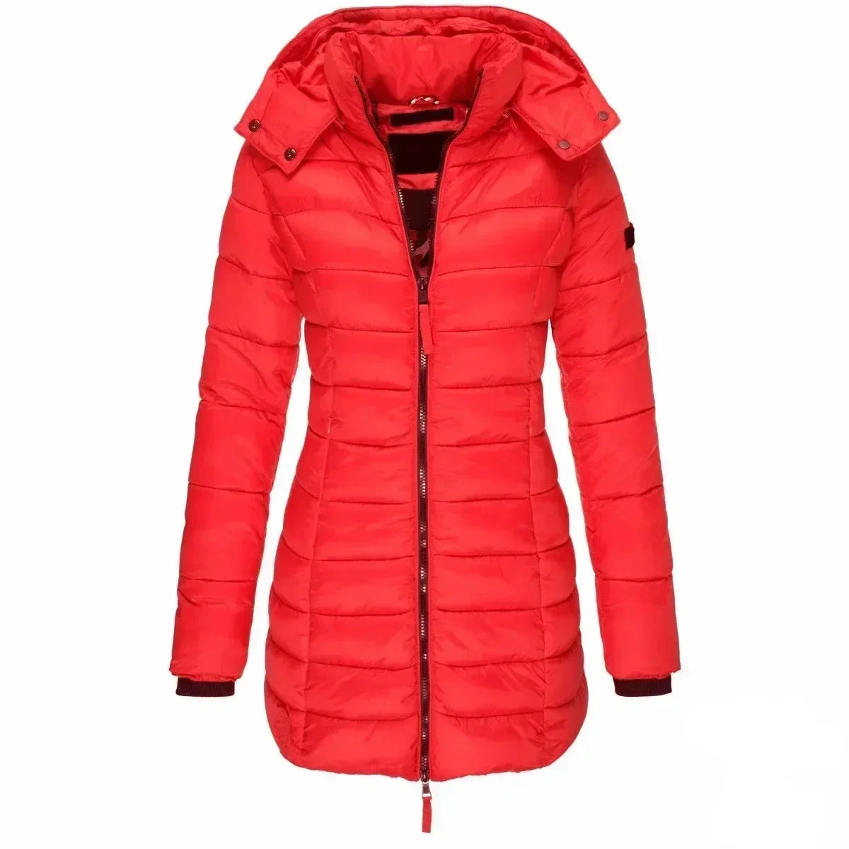 Puffer Jacket Women's Longline with Hood and Zip Closure - Image 8