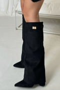 Kniehohe Stiefel Damen mit geradem Schaft und spitzer Kappe | J&B - 2 - Jasminaboutique.com