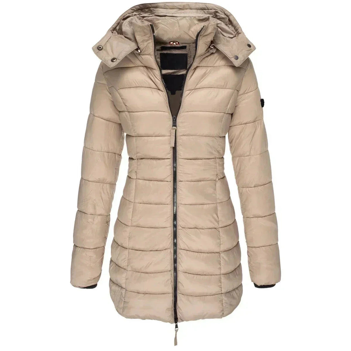 Puffer Jacket Women's Longline with Hood and Zip Closure - Image 6