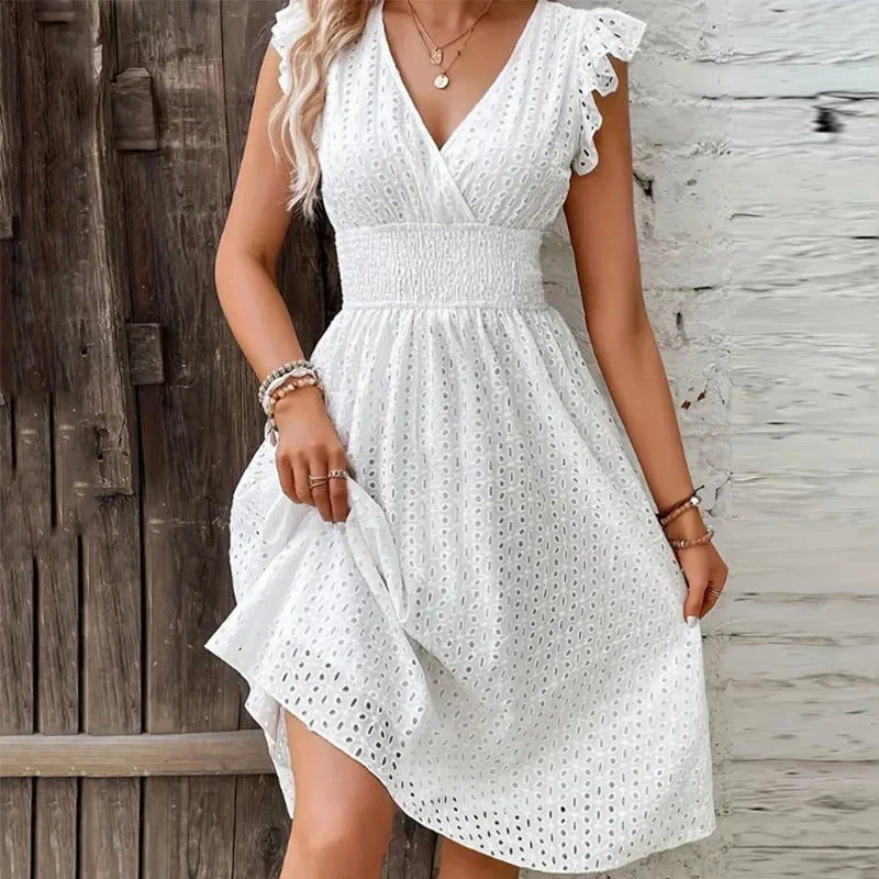 Lila – Women Eyelet Detail Summer Dress - Image 1