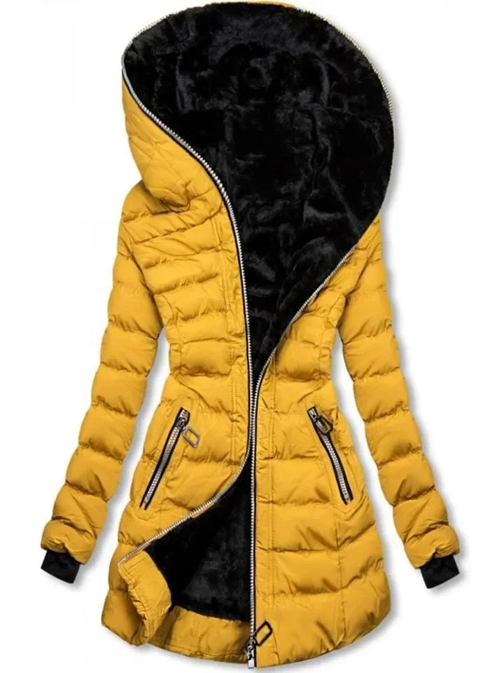 Puffer Jacket Women's Hooded Zip Front with Side Pockets - Image 5