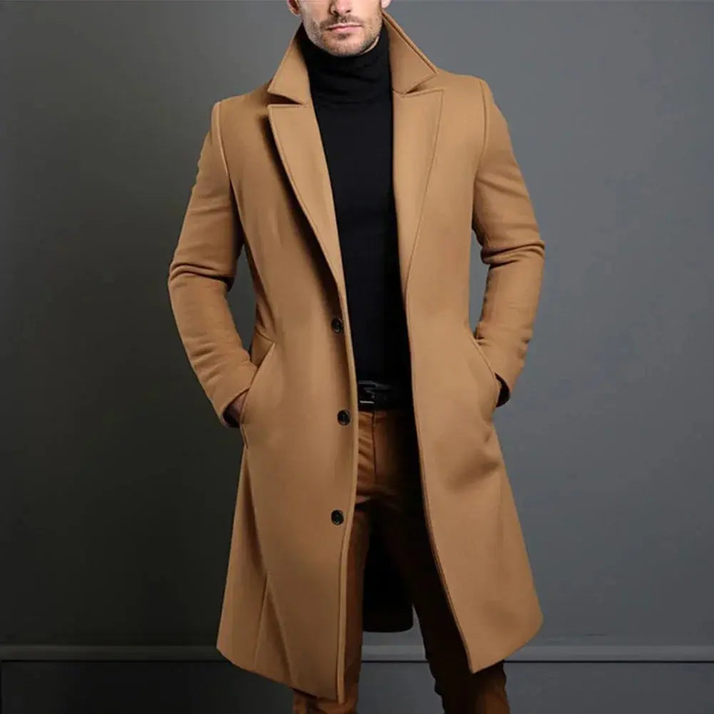 Winter Coat Men's Tailored Fit with Notched Lapel and Button Closure - Image 1