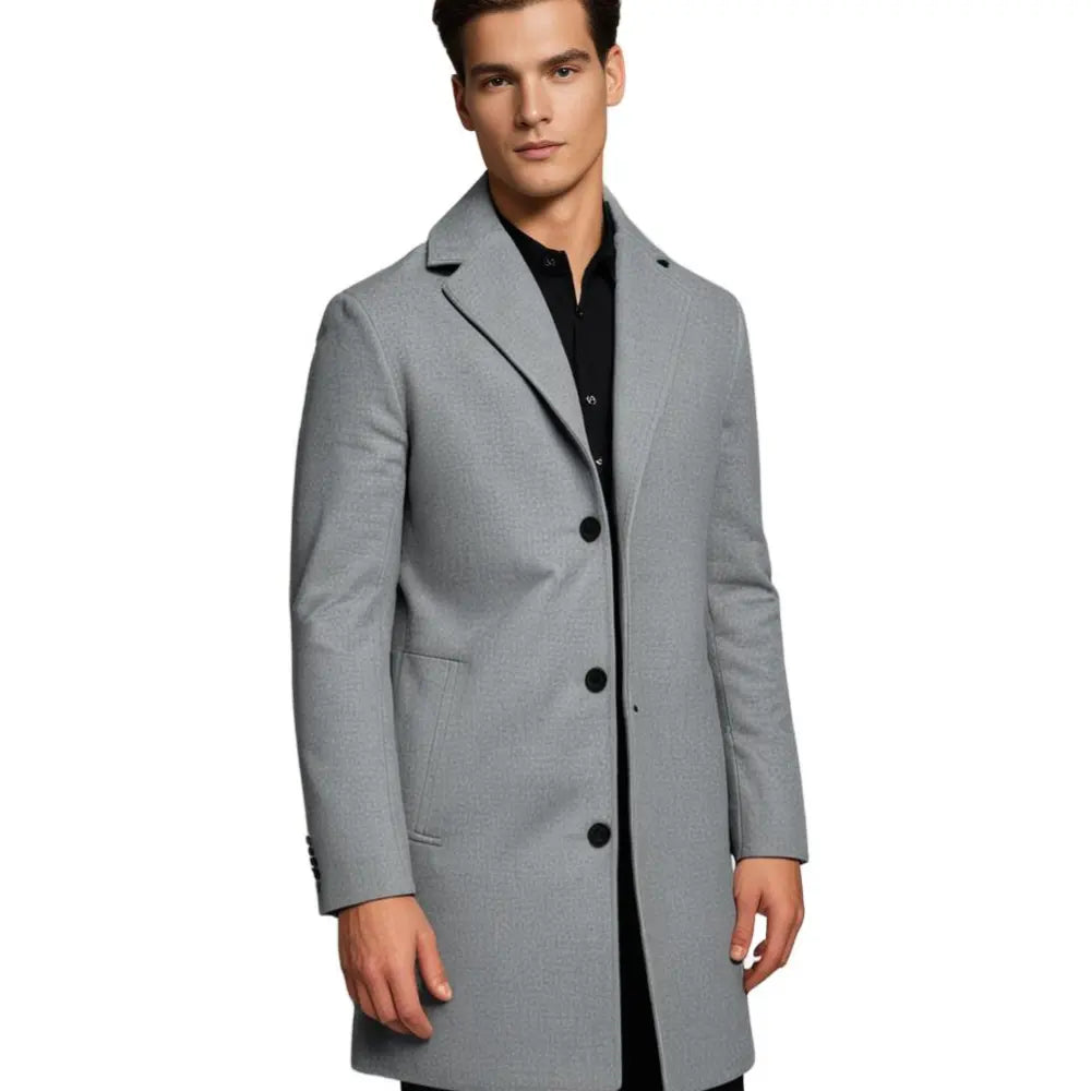 Winter Coat Men's Tailored Fit with Notched Lapel and Button Closure - Image 5