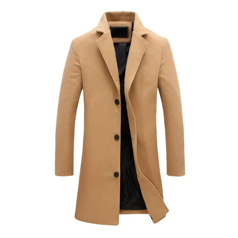 Winter Coat Men's Tailored Fit with Notched Lapel and Button Closure - Image 2