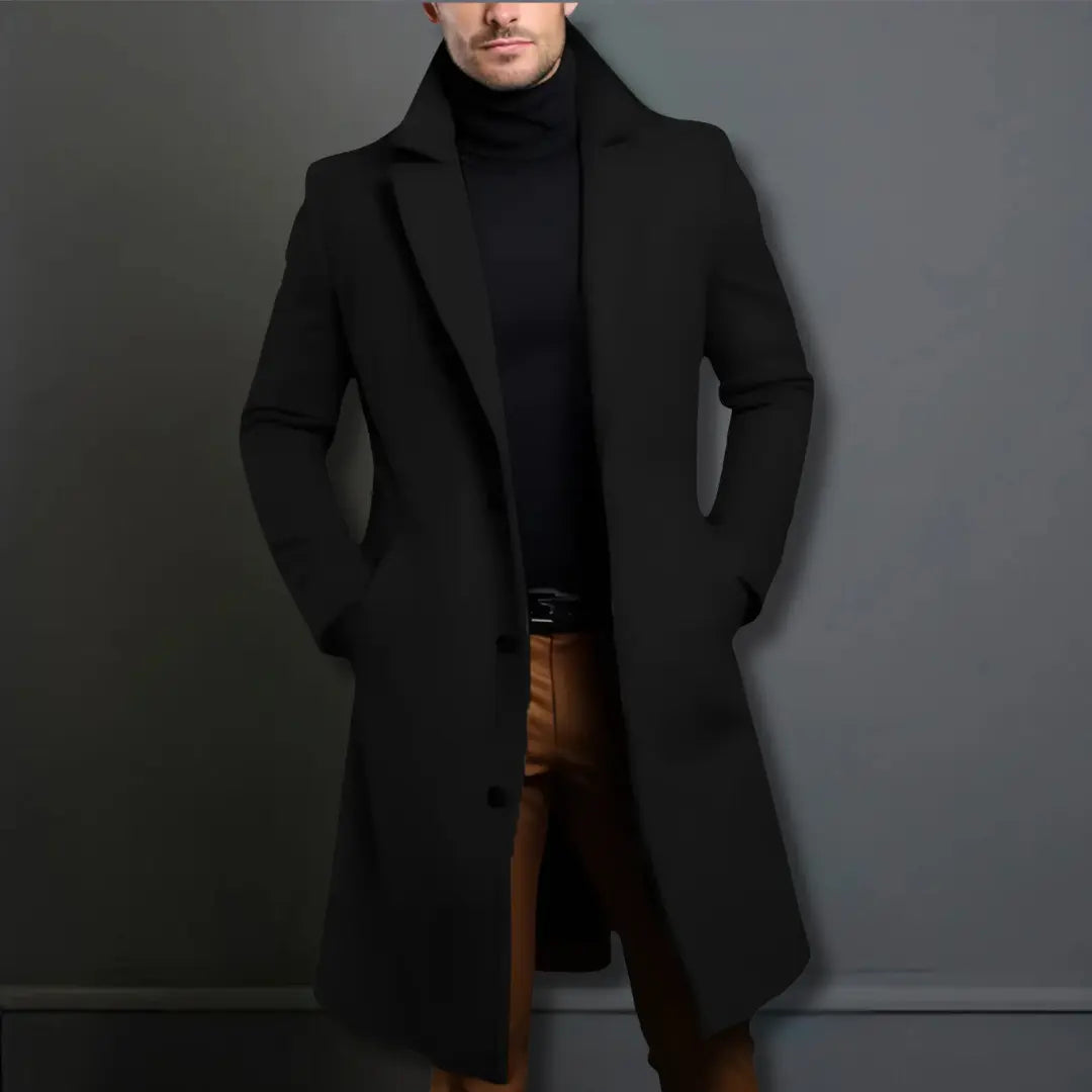 Winter Coat Men's Tailored Fit with Notched Lapel and Button Closure - Image 3