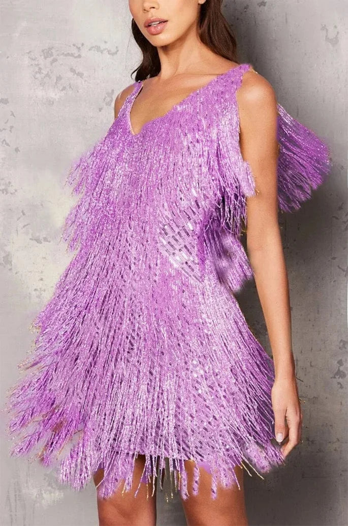 Amelia – Women Fringe Detail Party Dress - Image 1