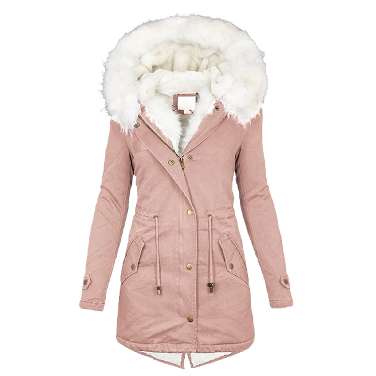 Parka Women's Longline Jacket with Faux Fur Hood - Image 10