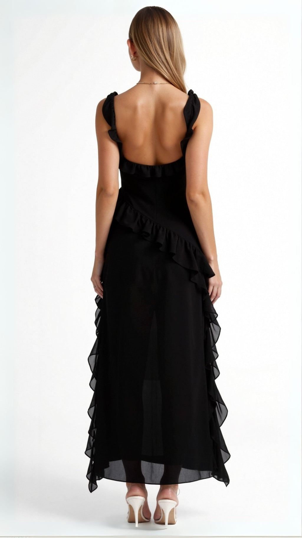 Maxi Dress Women with Ruffle Detail and Side Slit - Image 3