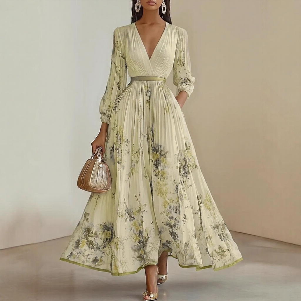 Franziska – Langärmeliges Maxikleid mit floraler Optik