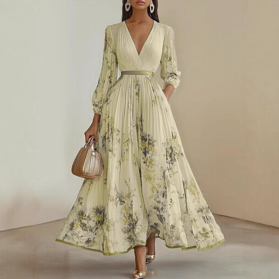 Franziska – Langärmeliges Maxikleid mit floraler Optik