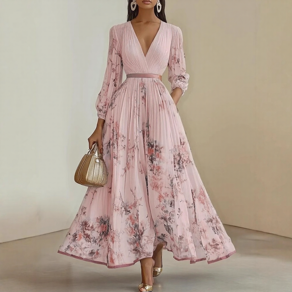 Franziska – Langärmeliges Maxikleid mit floraler Optik
