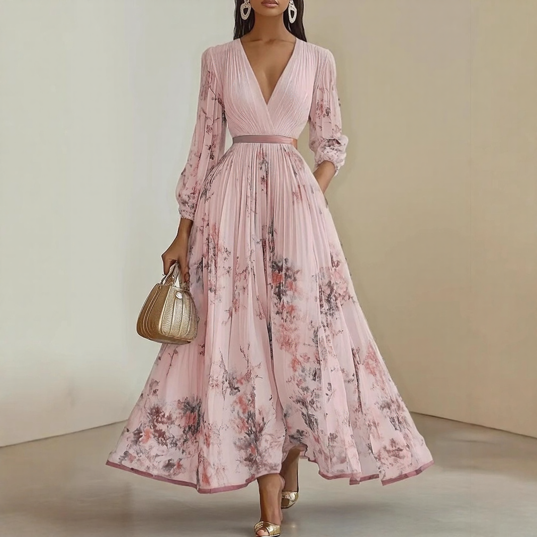 Franziska – Langärmeliges Maxikleid mit floraler Optik