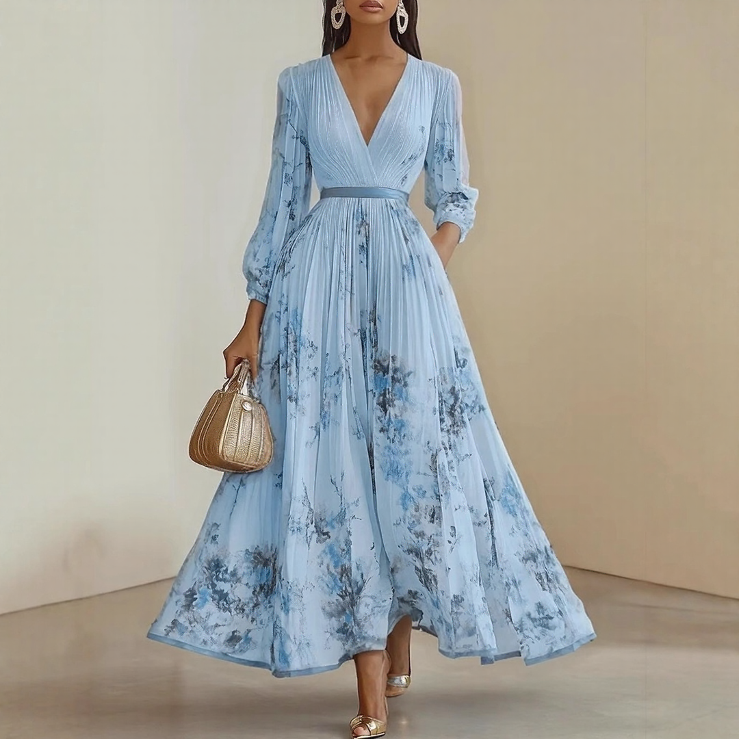 Franziska – Langärmeliges Maxikleid mit floraler Optik