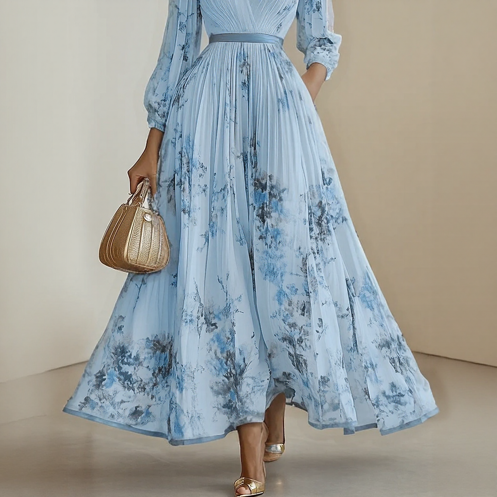 Franziska – Langärmeliges Maxikleid mit floraler Optik