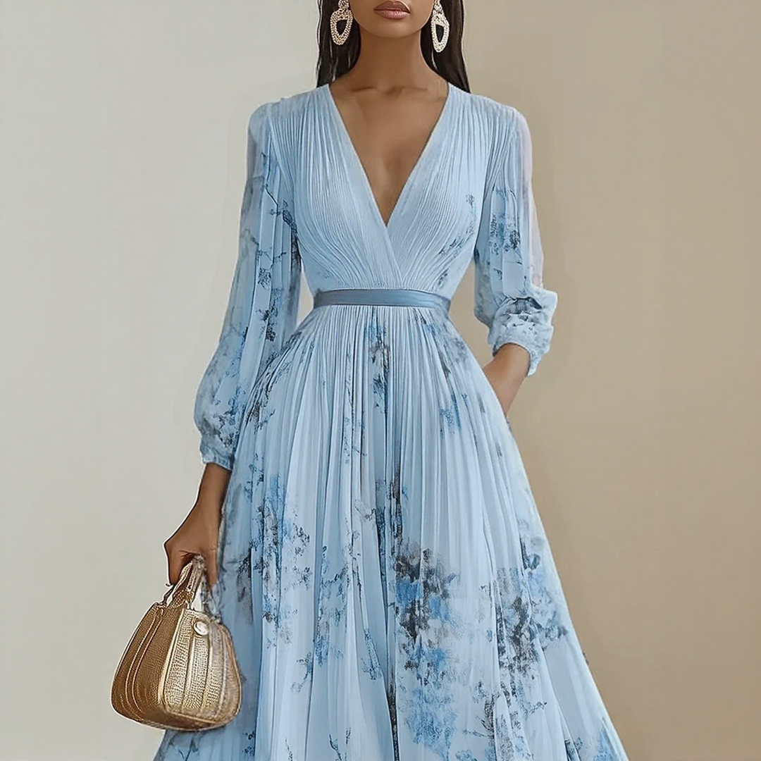 Franziska – Langärmeliges Maxikleid mit floraler Optik