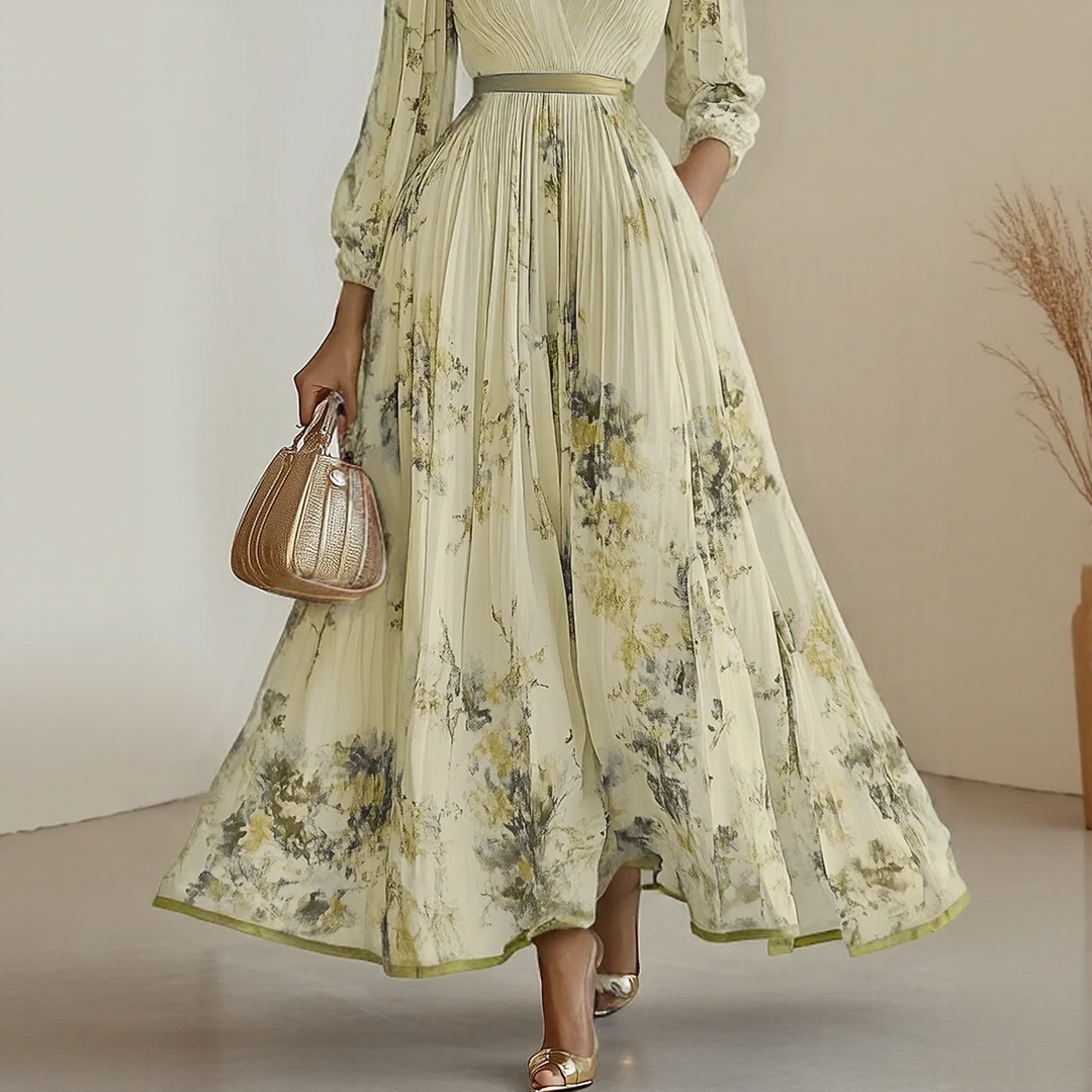 Franziska – Langärmeliges Maxikleid mit floraler Optik