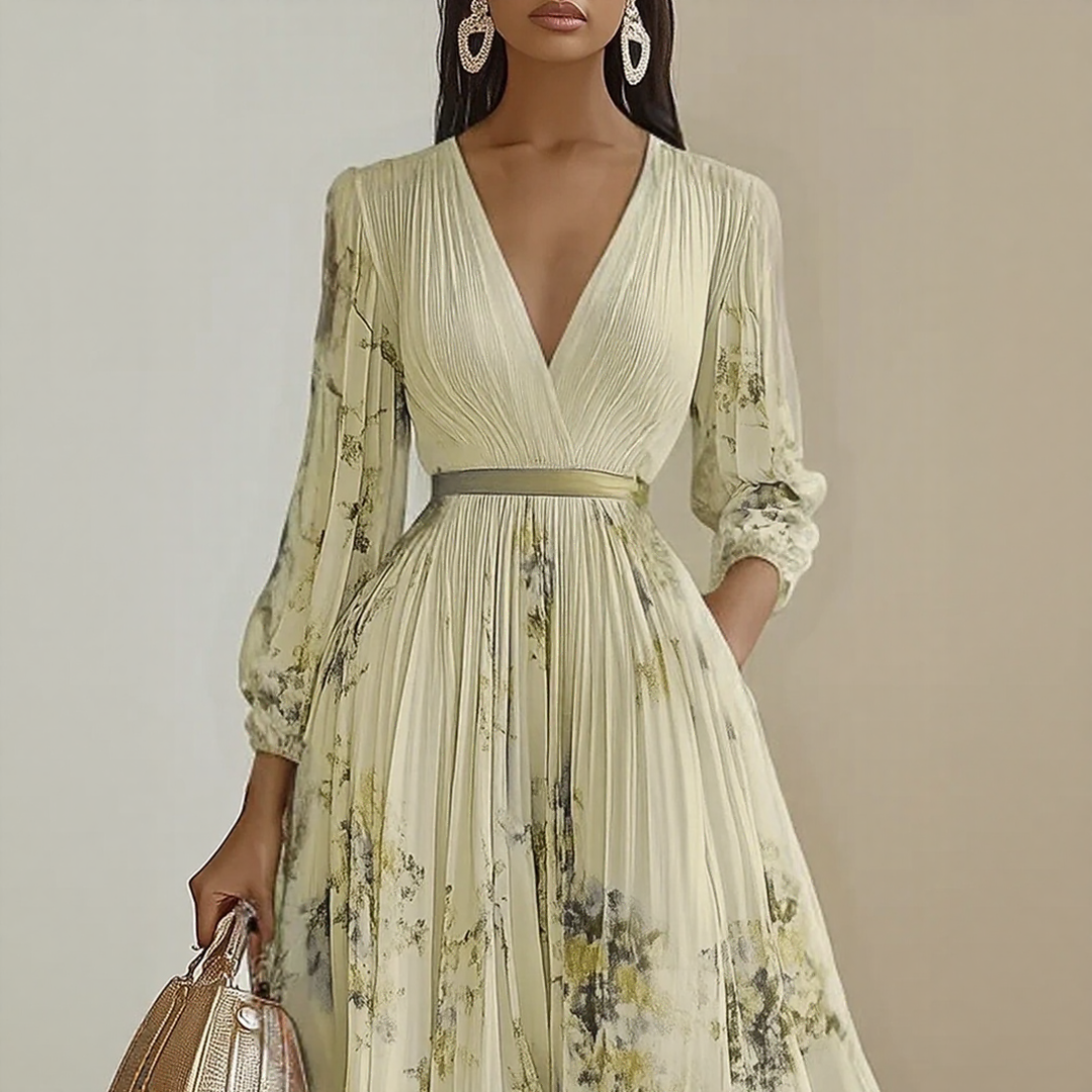 Franziska – Langärmeliges Maxikleid mit floraler Optik