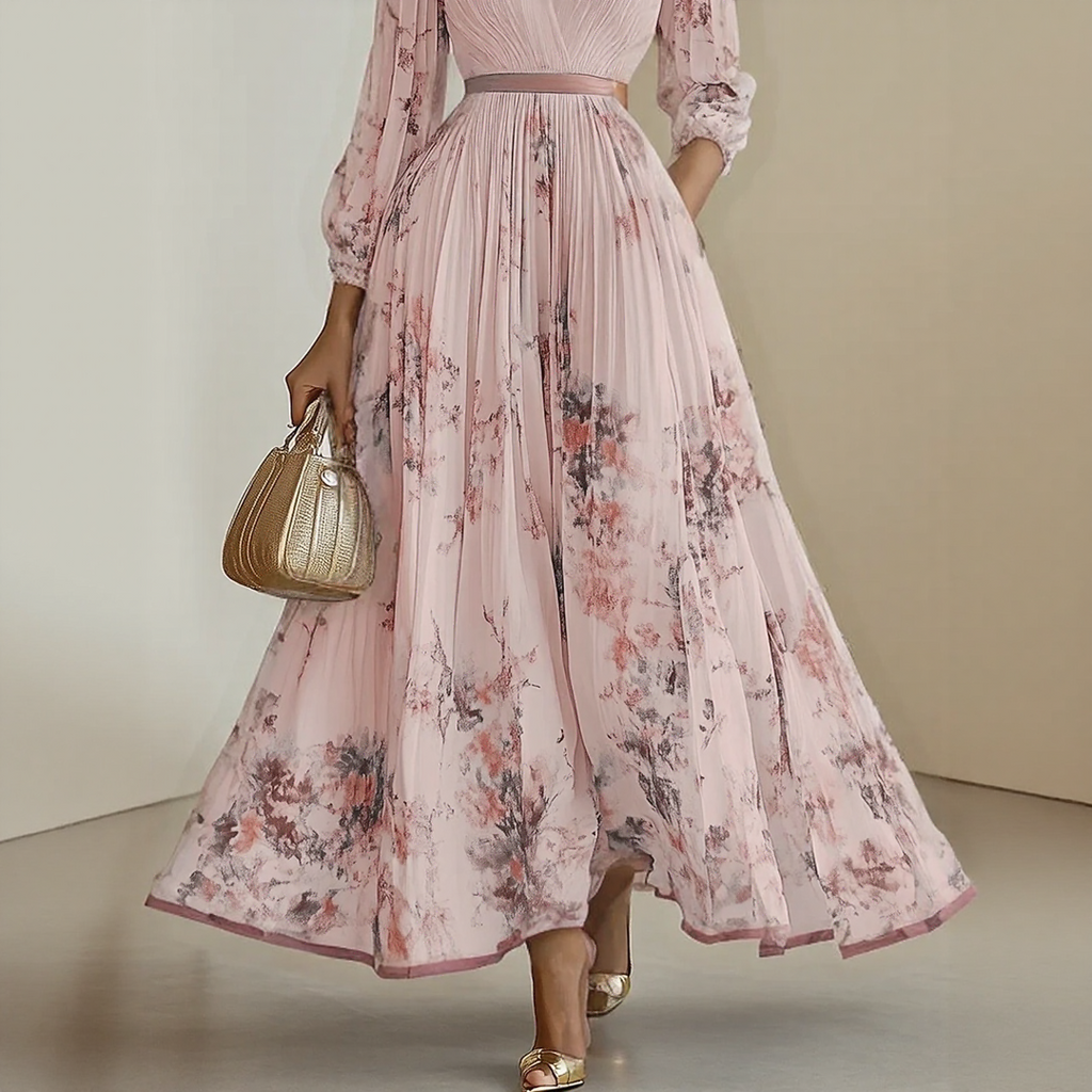 Franziska – Langärmeliges Maxikleid mit floraler Optik