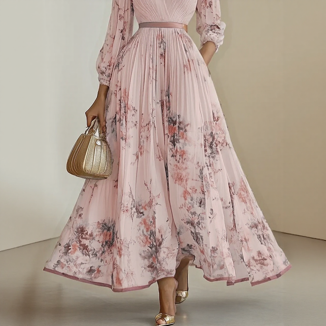 Franziska – Langärmeliges Maxikleid mit floraler Optik