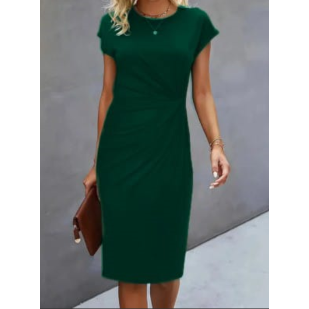 Isabel – Kurzärmeliges Tailliertes Midikleid