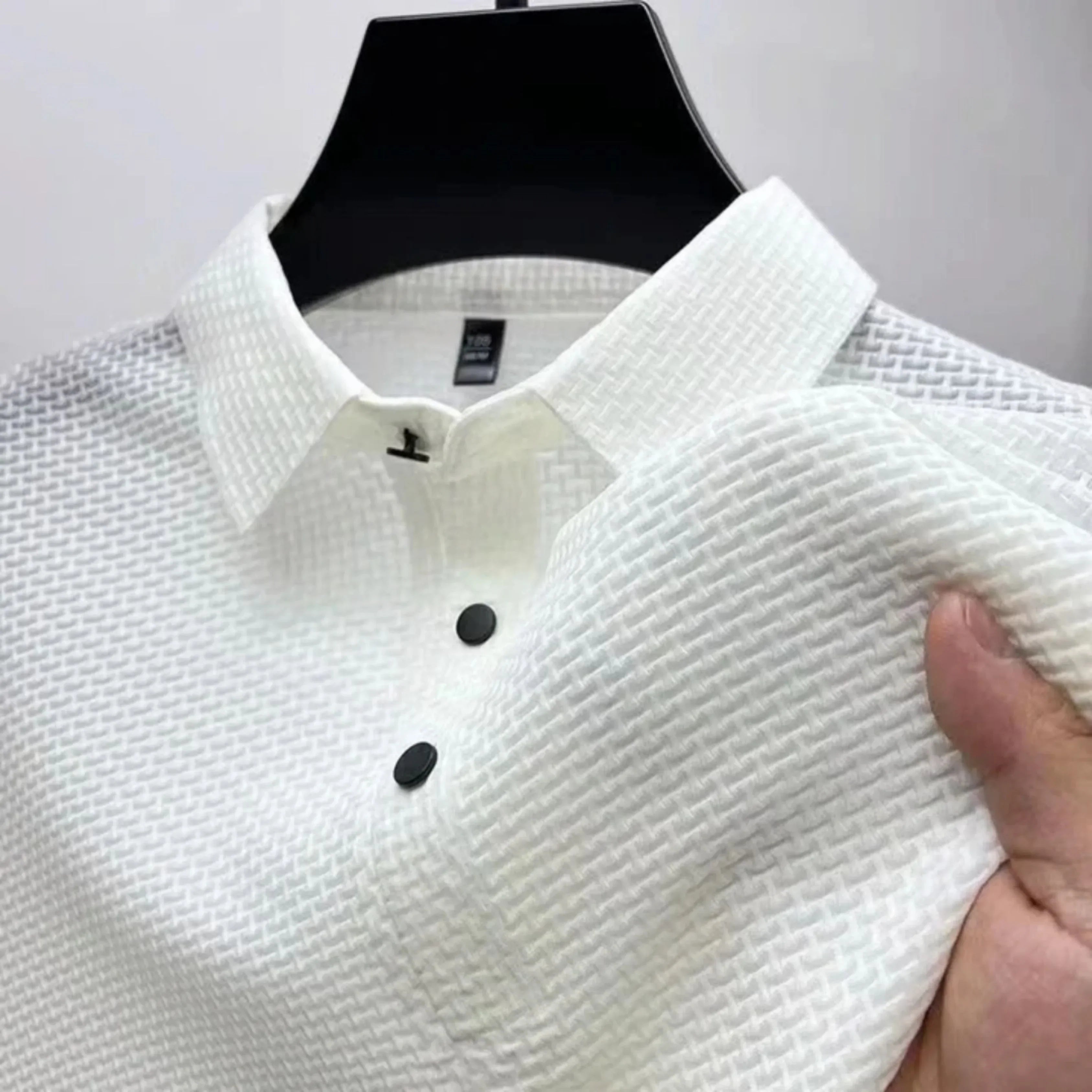Sebastian – Textured Short Sleeves Polo Shirt - Image 1