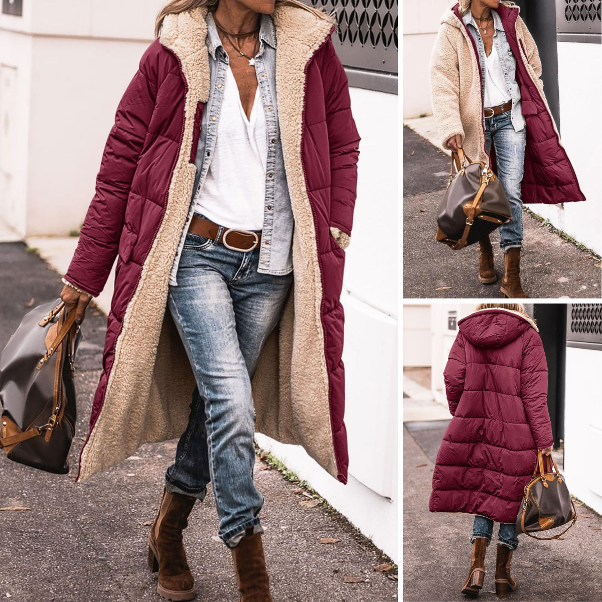 Longline Jacket Women's with Hood and Textured Finish - Image 10
