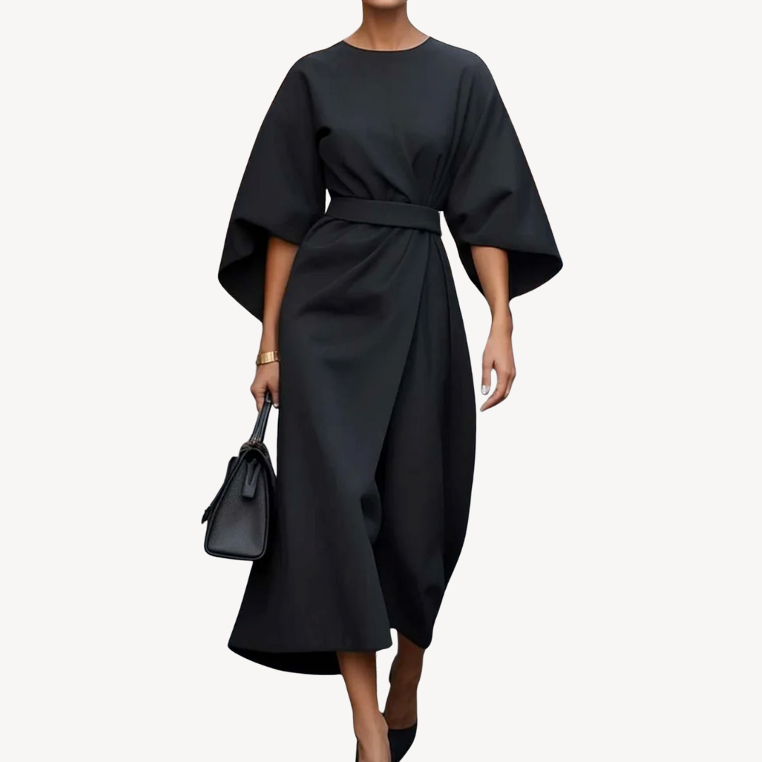 Wrap Dress Women's Elegant Cut with Statement Sleeves - Image 2