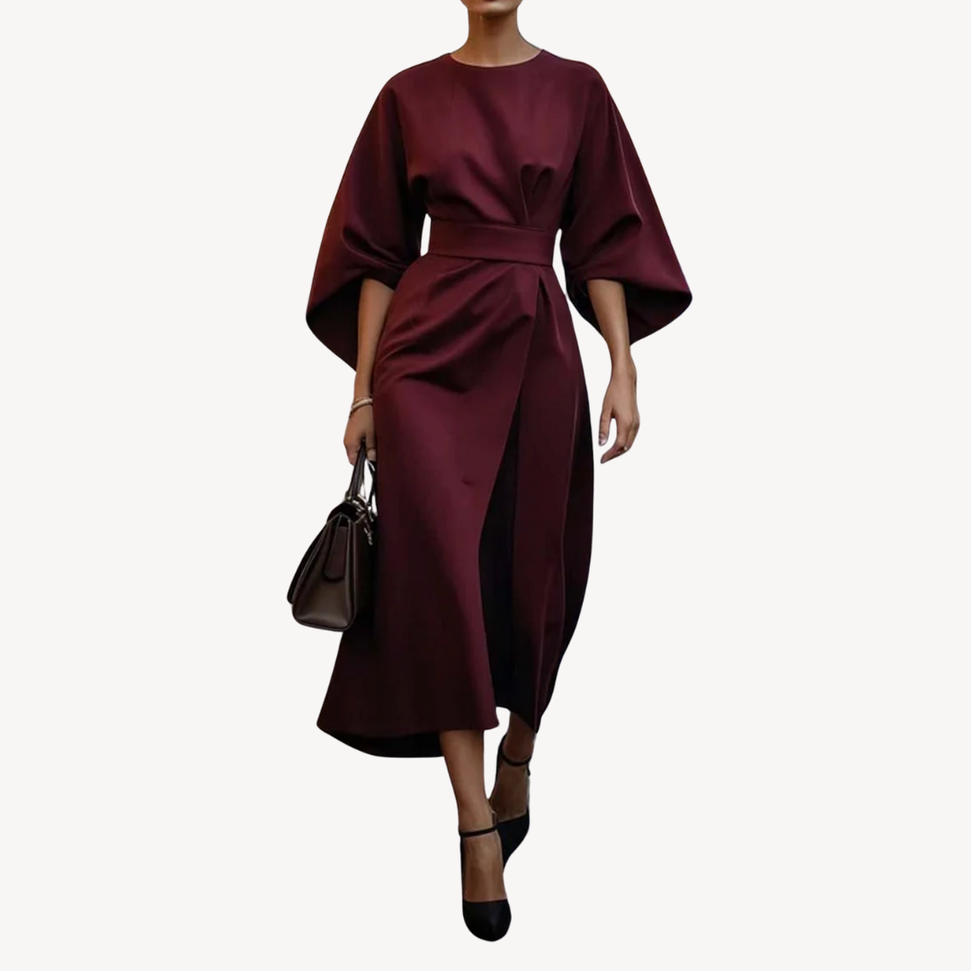 Wrap Dress Women's Elegant Cut with Statement Sleeves - Image 3