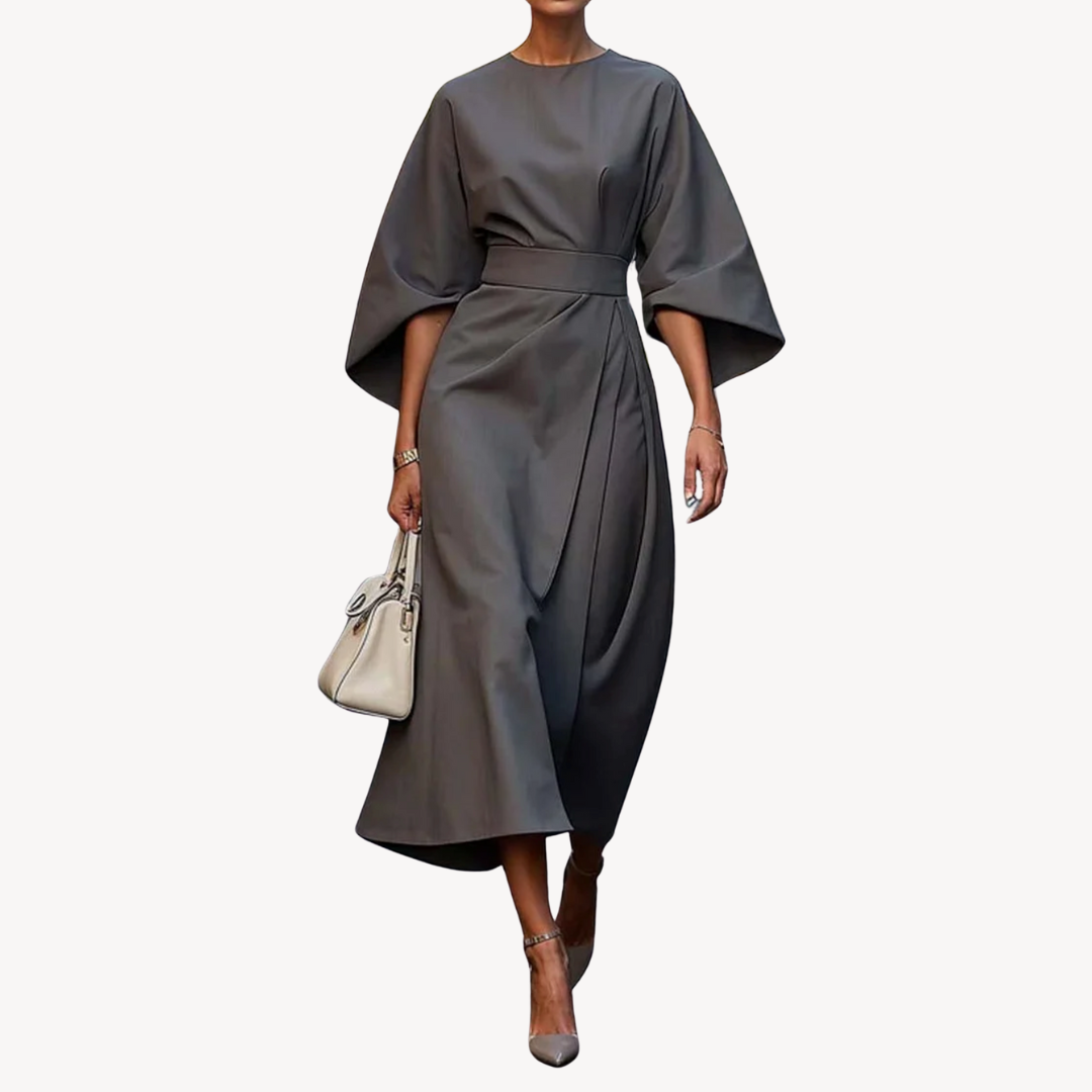 Wrap Dress Women's Elegant Cut with Statement Sleeves - Image 4