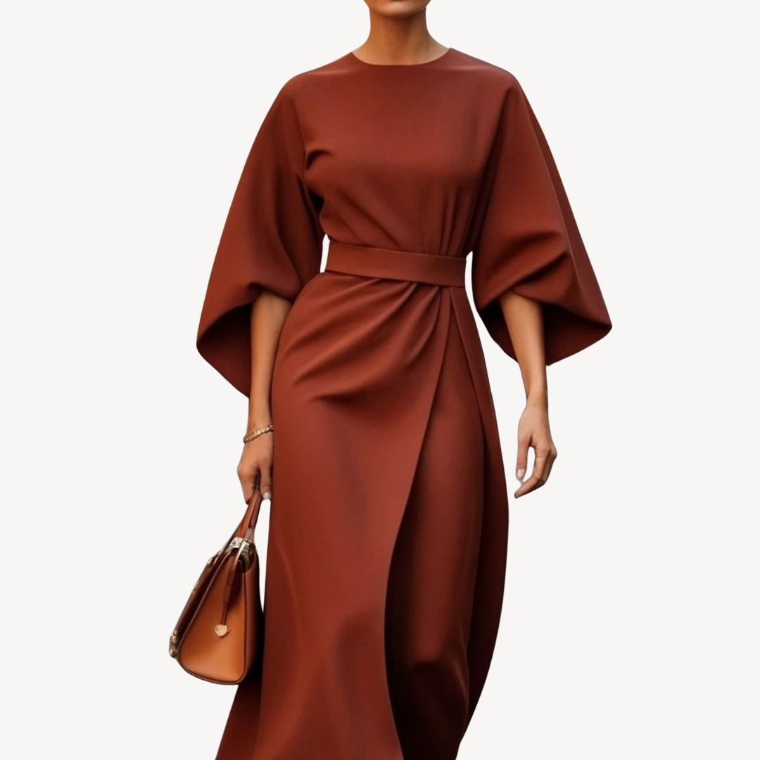 Wrap Dress Women's Elegant Cut with Statement Sleeves - Image 6