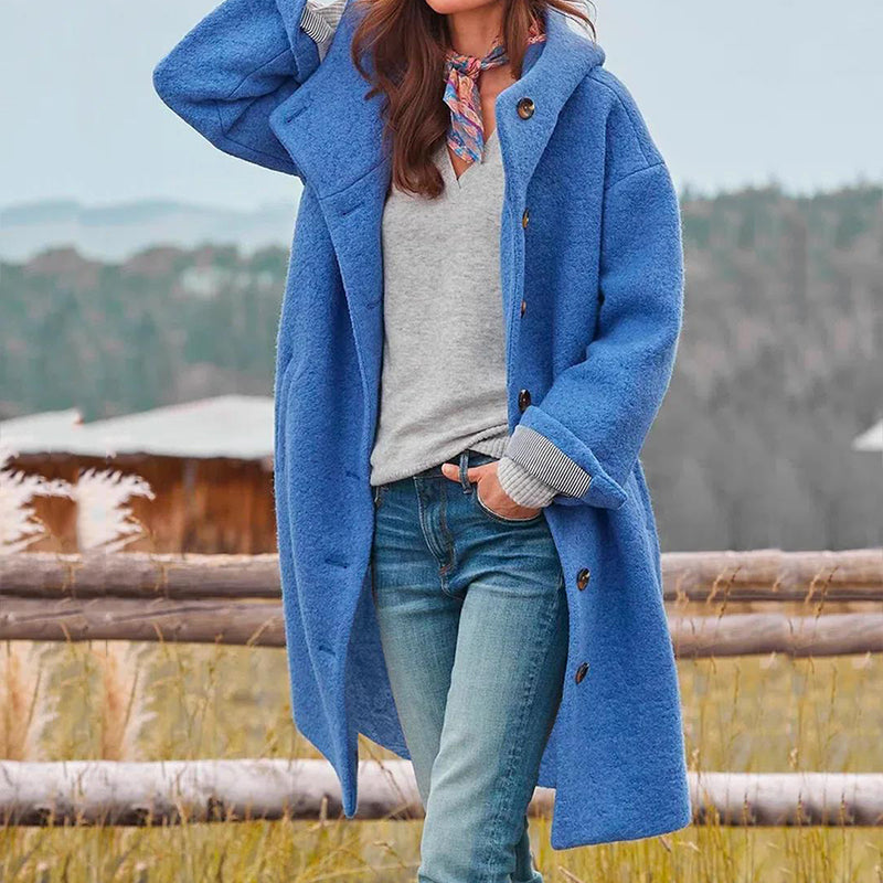 Damen Mantel mit Kapuze und Knopfleiste | J&B - 2 - Jasminaboutique.com