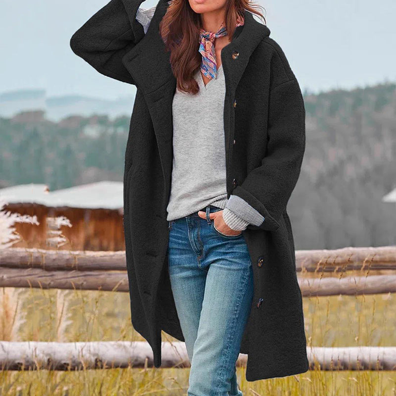 Damen Mantel mit Kapuze und Knopfleiste | J&B - 3 - Jasminaboutique.com