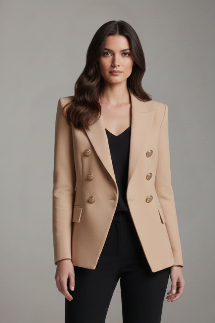 Blazer Damen mit doppelter Knopfleiste und goldfarbenen Knöpfen | J&B - 11 - Jasminaboutique.com